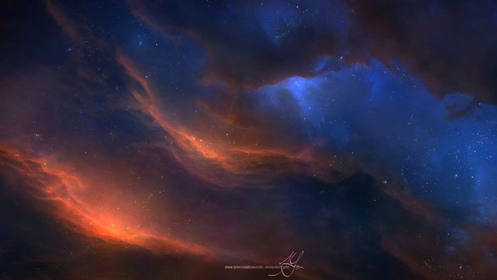 Обои для рабочего стола Огненные тучи на небе, by TylerCreatesWorlds