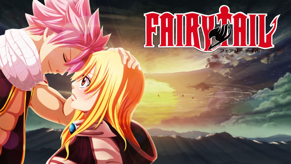 Обои для рабочего стола Нацу Драгнил / Natsu Dragnil и Люси Хартфилия / Lucy Hartfiliya из аниме Хвост Феи / Fairy Tail