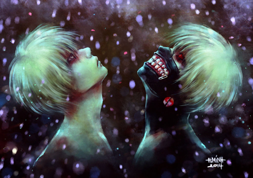Обои для рабочего стола Канеки Кен / Kaneki Ken из аниме Tokyo Ghoul / Токийский Гуль