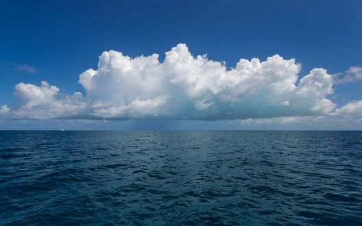 Обои на рабочий стол Белое, кучевое облако на морем