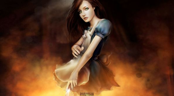 Обои на рабочий стол Alice / Алиса из игры American McGees Alice: Madness Returns, art by OmriKoresh