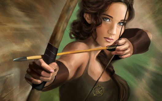 Обои на рабочий стол Актриса Дженнифер Лоуренс / Jennifer Lawrence из фильма Голодные игры / The Hunger Games, арт