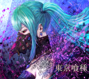 Обои на рабочий стол Vocaloid Hatsune Miku / Вокалоид Хатсуне Мику в образе гуля из аниме Tokyo Ghoul / Токийский гуль, art by yamamoto ari