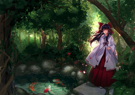 Обои на рабочий стол Hakurei Reimu / Рейму Хакурей из игры Проект Восток / Touhou Project