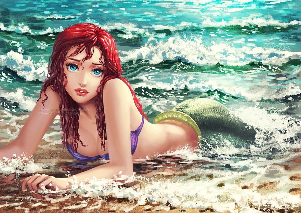 Обои для рабочего стола Ариэль / Ariel из мультфильма Русалочка, автро Yuuza The Little Mermaid