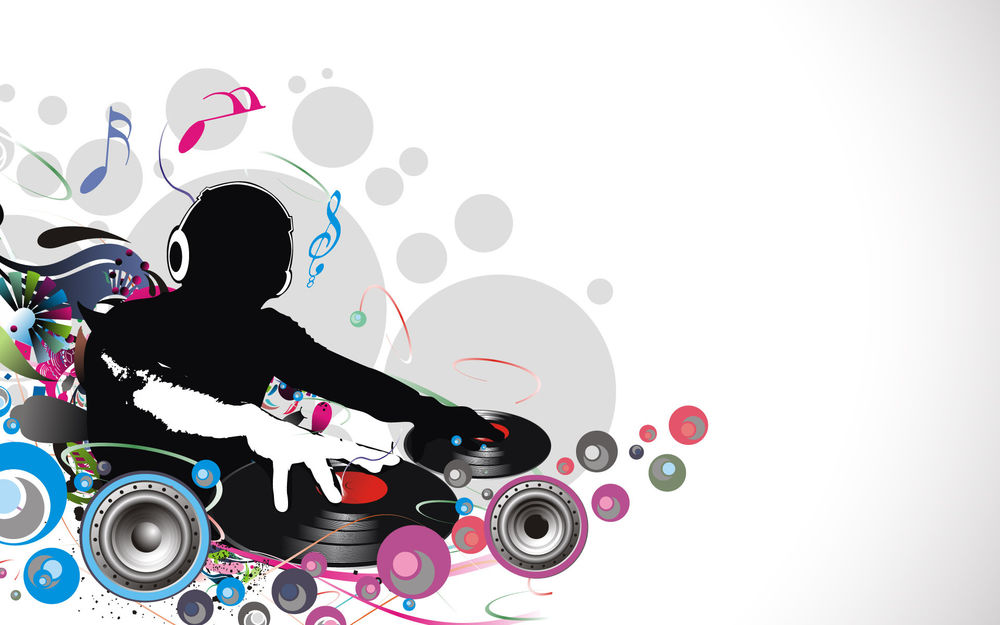 Обои для рабочего стола Тень диджея / DJ, крутящего виниловые пластинки и создающего мелодию