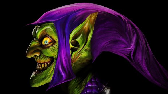 Обои на рабочий стол Зеленый гоблин персонаж комиксов компании Marvel Comics, заклятый враг супергероя Человек-паука