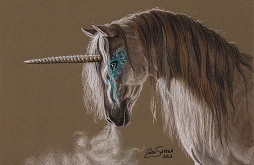 Обои на рабочий стол Единорог с разрисованным глазом, by Artsy50