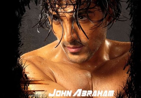 Обои на рабочий стол Джон Абрахам / John Abraham/ — индийский актер, продюсер и бывшая модель стоит с голым торсом и мокрыми волосами на голове