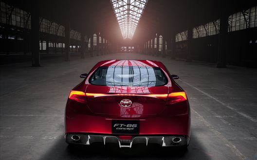 Обои на рабочий стол Автомобиль Toyota FT-86 G-Sports стоит в ангаре