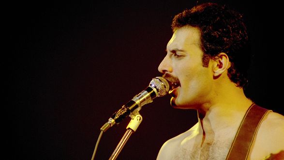 Обои на рабочий стол Рок-певец Фредди Меркьюри, группа Queen