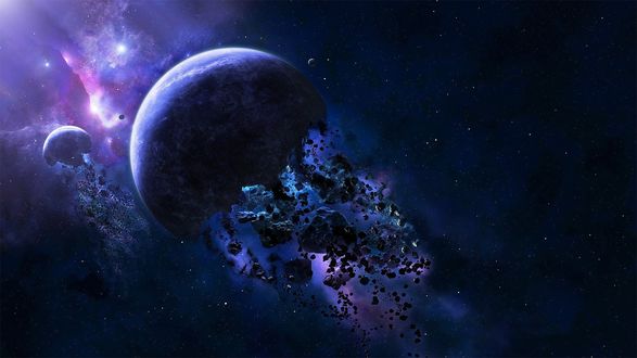Обои на рабочий стол Гибель планет в космосе