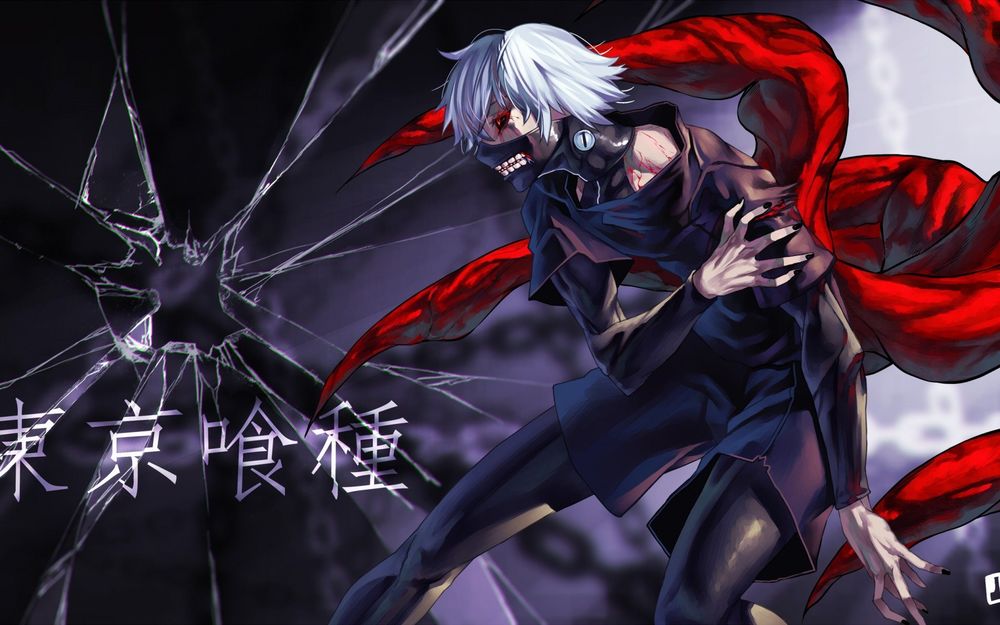 Обои для рабочего стола Канеки Кен / Kaneki Ken из аниме Tokyo Ghoul / Токийский Гуль