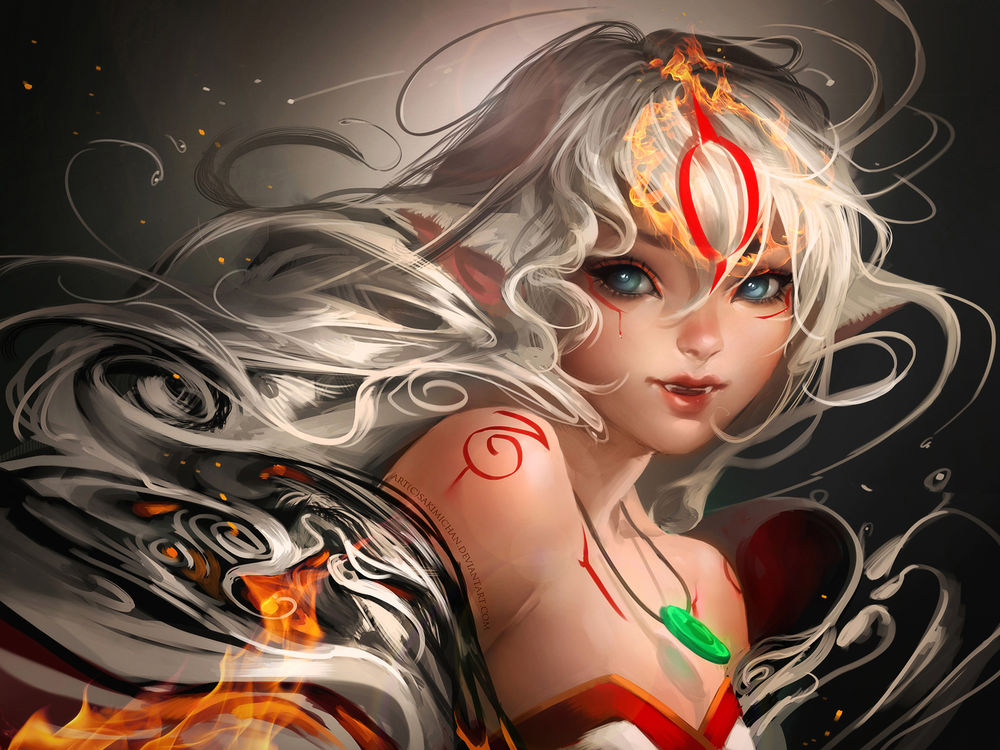 Обои для рабочего стола Amaterasu / Аматерасу из игры Okami