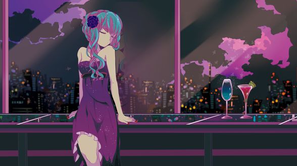 Обои на рабочий стол Vocaloid Miku Hatsune / Вокалоид Мику Хатсуне, art by Marirero A