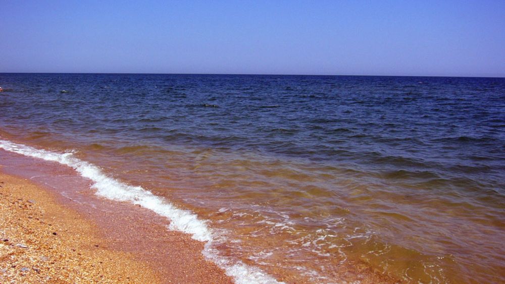 Обои для рабочего стола Песчаный пляж на берегу моря