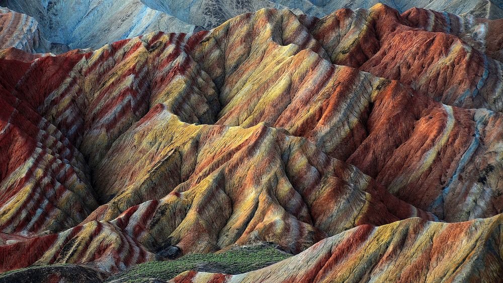 Обои для рабочего стола Цветные скалы Чжанъе Данксиа / Zhangye Danxia Landform / Ганьсу, Китай