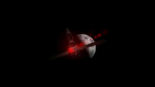 Обои на рабочий стол Космический корабль летит к Луне