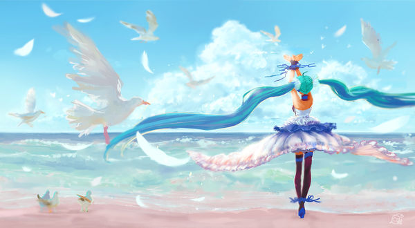 Обои на рабочий стол Vocaloid Hatsune Miku / Вокалоид Хатсуне Мику