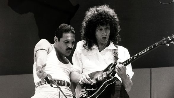 Обои на рабочий стол Фредди Меркьюри и Брайан Мэй, группа Queen
