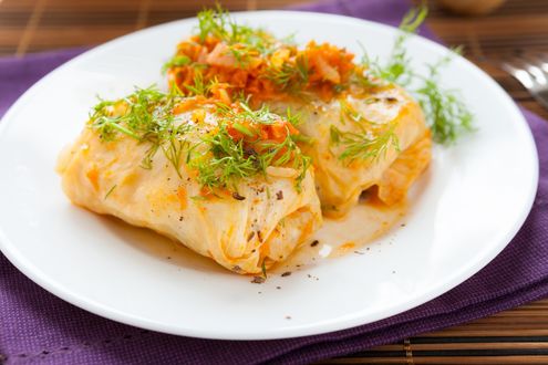 Обои на рабочий стол Тарелка с голубцами