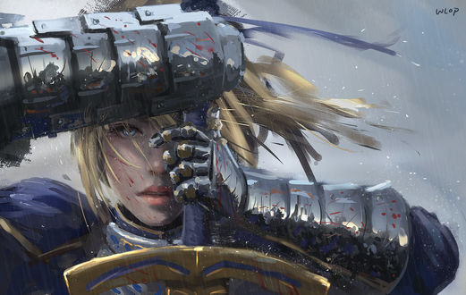 Обои на рабочий стол Сейбер / Saber из аниме Судьба: Начало / Fate / Zero, art by wlop