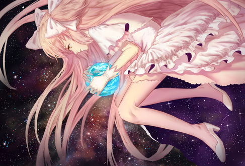 Обои на рабочий стол Мадока Канамэ / Kaname Madoka из аниме Девочка Волшебница Мадока Магика / Mahou Shoujo Madoka Magica