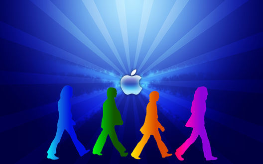 Обои на рабочий стол Логотип Apple Beatles, звукозаписывающая студия Apple и группа Beatles