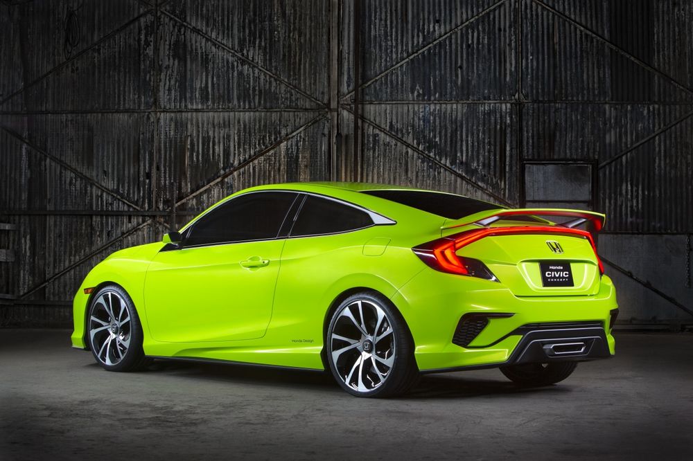 Обои для рабочего стола В ангаре стоит машина Honda 2015 Civic Салатовый Металлик