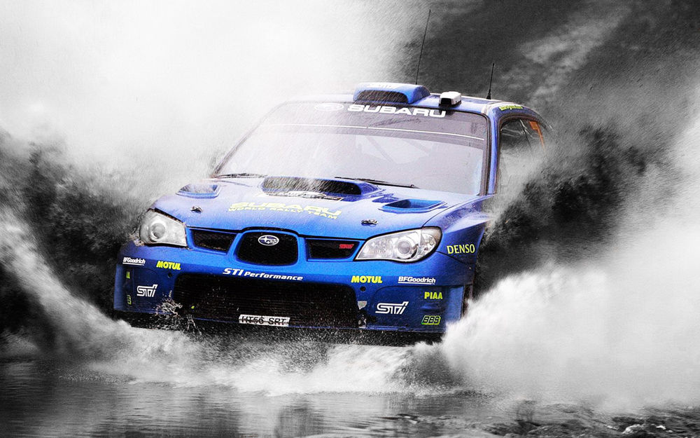 Обои для рабочего стола Авто Subaru impreza wrc преодолевает брод