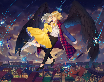 Обои на рабочий стол Howl / Хаул и Sophie Hatter / Софи Хаттер из аниме Howls Moving Castle / Ходячий замок Хаула