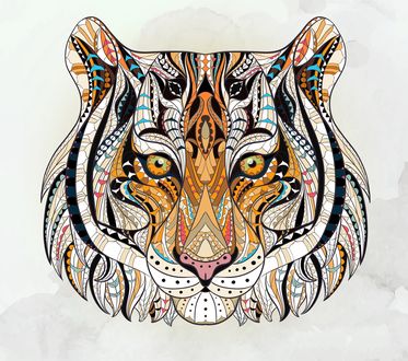 Тигр на белом фоне арт