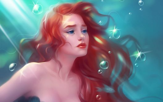 Обои на рабочий стол Ариель / Ariel героиня из мультфильма Русалочка / Tthe little mermaid