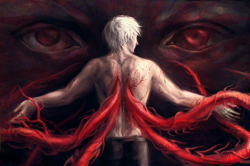 Обои на рабочий стол Ken Kaneki / Кен Канеки из аниме Tokyo Ghoul / Токийский Гуль