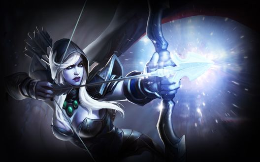 Обои на рабочий стол Воительница Windranger с луком из игры Dota2