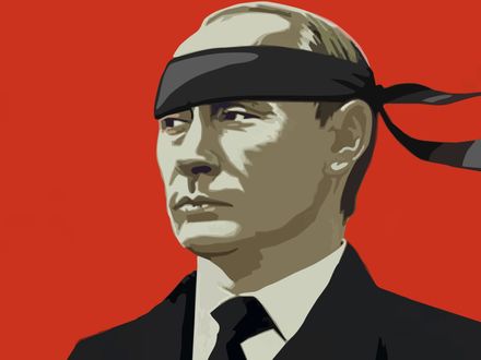 Обои на рабочий стол Владимир Путин с повязкой
