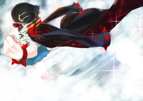 Обои на рабочий стол Ryuuko Matoi из аниме Kill la Kill показывает здоровый кулак