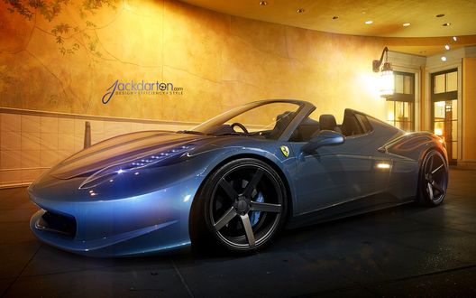 Обои на рабочий стол Ferrari на площадке автосалона