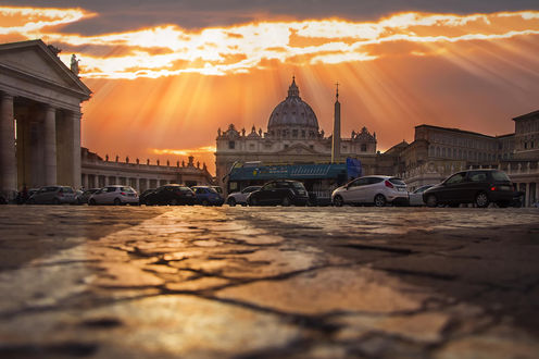 Обои на рабочий стол Собор Святого Петра, Рим, Ватикан, Италия / Basilica di San Pietro, Rome, Vaticano, Italy, автор Rod Chase