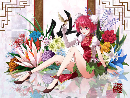 Обои на рабочий стол Ibaraki Kasen / Касен Ибараки, персонаж из серии компьютерных игр Touhou Project / «Проект «Восток»», art by Shinebell