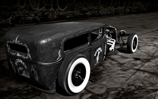 Обои на рабочий стол Ford 1929 Roadster на темном фоне