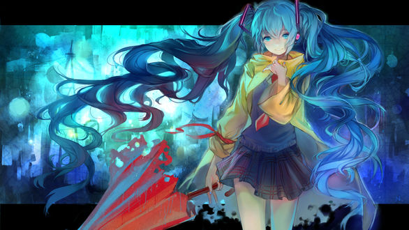 Обои на рабочий стол Vocaloid Miku Hatsune / Вокалоид Мику Хатсуне