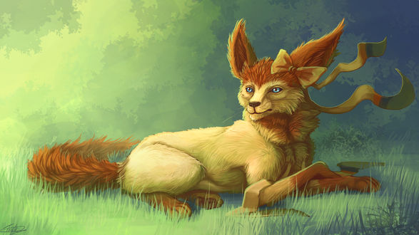 Обои на рабочий стол Лис с бантом, by Ruth-Tay