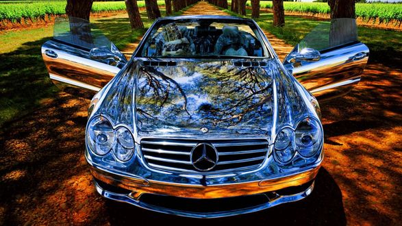 Обои на рабочий стол Mercedes-Benz - SL на природе