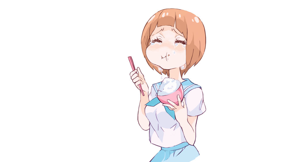 Обои для рабочего стола Mako Mankanshoku в школьной матроске из аниме Kill la kill съела вкусняшку
