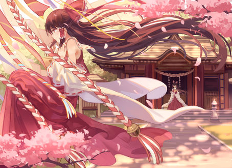 Обои на рабочий стол Hakurei Reimu / Рейму Хакурей из игры Проект Восток / Touhou Project