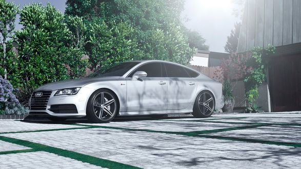 Обои на рабочий стол Audi A7 возле гаража