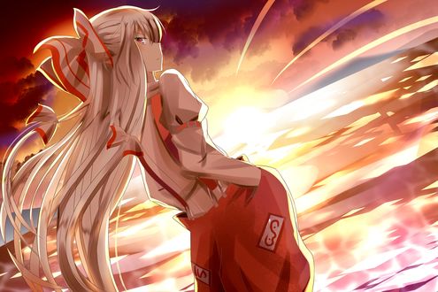 Обои на рабочий стол Фудзивара но Моко / Fujiwara no Mokou из игры Проект Восток / Touhou Project
