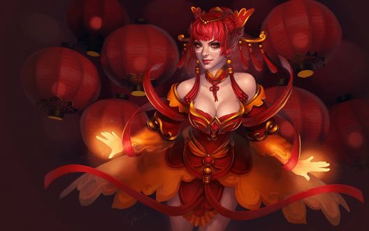 Обои на рабочий стол Lina / Лина из игры из Dota 2