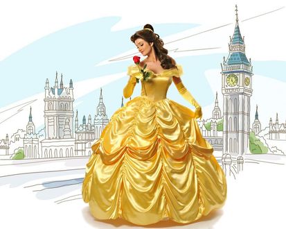 Обои на рабочий стол Белль / Belle из мультфильма Красавица и Чудовище / Beauty and the Beast
